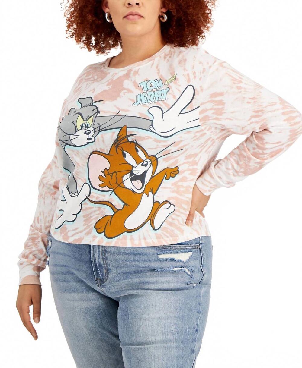 NEW LOVE TRIBE tom and jerry graphic-print top - plus in white/rose dust